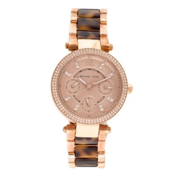 Michael Kors Parker Gold Dial Gt SS Quartz Chrono Ladies Watch MK111306 - Picture 5 of 8